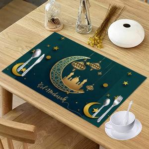 Eid Mubarak Moon Star rústico lavable mantel de mesa Ramadán Kareem mantel para muselina comedor boda - Product Image 6
