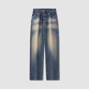 Logo personnalisé pantalon taille moyenne coupe ample <span class=keywords><strong>jean</strong></span> denim jambe droite baggy hommes jambe large délavé à l'acide <span class=keywords><strong>jean</strong></span> baggy pantalon hommes - Product Image 2