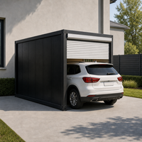 Garage préfabriqué en conteneur, hangar de stockage en acier, porte à enroulement, unité d'entrepôt modulaire, garage portable pour voiture