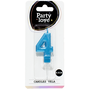 Party for Vela Blue Number 4 <b>Paraffin</b> Wax Dripless Unscented Birthday Candles 4.5cm - Product Image 1