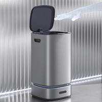 ELPHECO Poubelle à capteur entièrement automatique de 13L avec couvercle à déploiement automatique et fonction d'étanchéité automatique sans contact pour la maison
