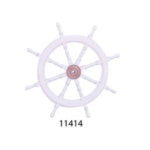 Rueda de barco náutico de madera, suministro decorativo de color blanco antiguo, con acabado de color Natural - Product Image 3