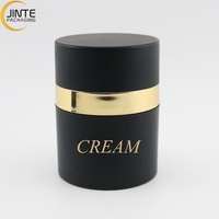 Flacon pompe airless rond en plastique noir personnalisé de luxe pour crème et soins de la peau, 15 ml, 30 ml, 50 ml, vente en gros