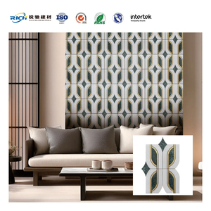 Mosaïque moderne verte 4/5/6MM, carreaux de céramique, finition brillante en laiton doré, design parquet, décoration murale de la pièce, salle de bain, mosaïque en marbre - Product Image 2