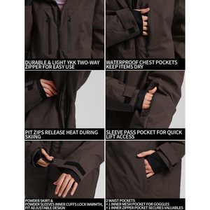 Chaqueta de Snowboard Personalizada para Hombre, Impermeable, Aislada, con Capucha, para Esquí, Ropa de Invierno para Exteriores, 220g Poliéster - Product Image 6