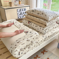 Fortune Dream Ensemble de trois pièces de draps-housses rayés en pur coton jetables pour dortoir étudiant, hiver, 300 fils, anti-salissures