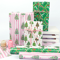 Papier d'emballage cadeau de Noël personnalisé en gros, rouleau imprimé de haute qualité, recyclable pour la revente aux boutiques de cadeaux de fin d'année