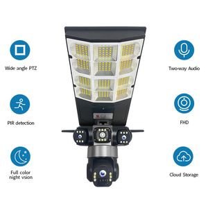 Caméra de surveillance de rue à trois objectifs alimentée par l'énergie solaire, caméra de sécurité extérieure à LED avec protection à 180 degrés, connexion au réseau 4G - Product Image 4