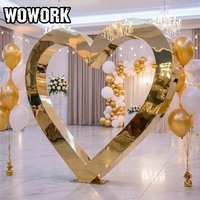 WOWORK Nouveau design – Support de toile de fond en maille dorée effet miroir SST pour mariage, anniversaire, événementiel