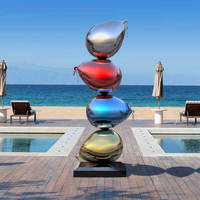 Décoration artistique personnalisée intérieur maison jardin Plaza moderne résistant au feu métal artisanat ballons colorés sculpture en acier inoxydable