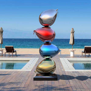 Decorazione artistica personalizzata casa casa giardino Plaza moderna resistente al fuoco in metallo artigianato palloncini colorati in acciaio inox scultura - Product Image 5