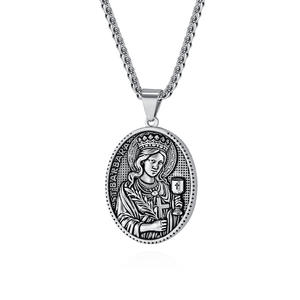 Collier pendentif religieux chrétien en acier inoxydable avec pièce de monnaie en or 18 carats, Vierge <span class=keywords><strong>Marie</strong></span> <span class=keywords><strong>Jésus</strong></span>, pour l'anniversaire des femmes - Product Image 2