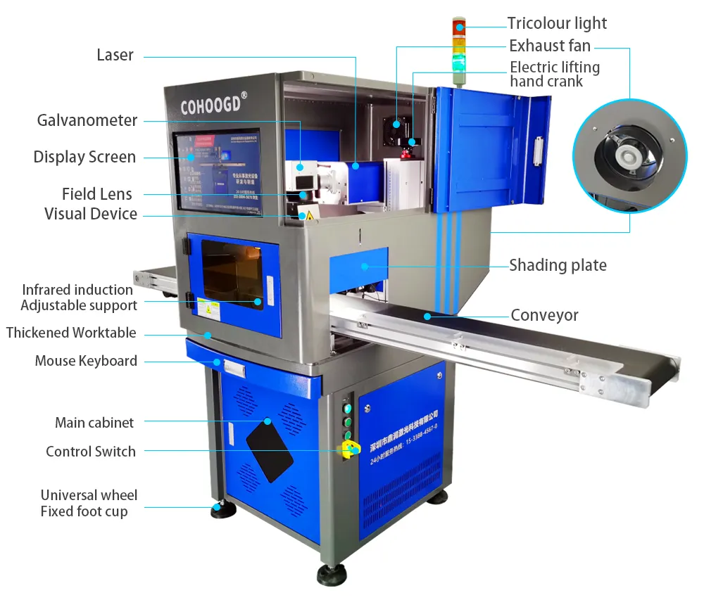 Linea di posizionamento visivo CCD per macchina per marcatura laser a fibra per prodotti in acciaio inossidabile, alluminio e rame