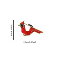 Broche Géométrique en Alliage de Zinc Émail Dur, Motif Oiseau Cardinal Rouge, Décoration Animale Vintage Origami pour Sacs à Dos, Vêtements, Bijoux, Cadeau