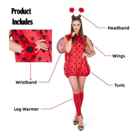 Costume de Cosplay de Coccinelle pour Femme, Vente en Gros, pour Fête d'Halloween, Carnaval, Spectacle, Kit Médiéval/Renaissance, Tenue Familiale, Film et Télévision