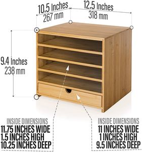 Bamboo Four Cubby <b>Paper</b> Letter <b>Tray</b> Organizer Office Desk Organizer - Product Image 2