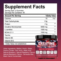 Créatine monohydrate haute puissance OEM, gommes énergétiques à la L-carnitine pour adultes, pré-entraînement et soutien à la récupération musculaire