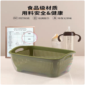 ตะกร้าพลาสติกอเนกประสงค์ขนาดใหญ่สำหรับล้างผักผลไม้ในอ่างล้างจาน ใช้สำหรับล้างข้าว ใช้ในบ้าน - Product Image 3