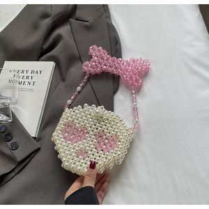 Halloween cá nhân mini Vòng Handmade Đính cườm ngọc trai Ví tùy chỉnh dễ thương vui sọ nách túi với Bowknot xử lý - Product Image 5