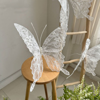 Décoration florale artificielle en dentelle douce parfumée faite à la main, motif papillon, pour scène de mariage, hôtel, centre commercial, vitrine