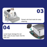 Vente en gros de litière pour chat en acier inoxydable poignée anti-éclaboussures toilette pour chat avec contrôle litière pour chat