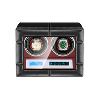 Remontoir de montre mécanique automatique noir en microfibre OEM ODM avec moteur muet intérieur rouge Écran tactile LCD en forme de rectangle
