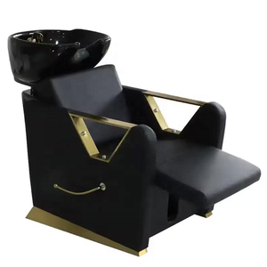 Sillón de Peluquería de Cuero PU Negro con Lavacabezas y Lavabo, Estación Moderna para Lavado de Cabello - Product Image 2