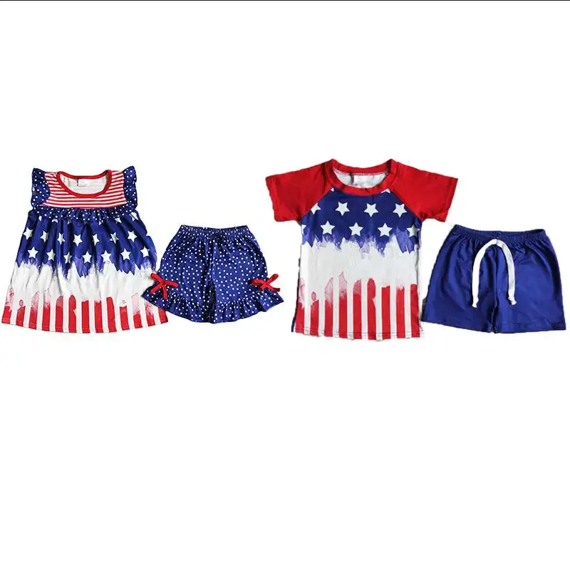 Sommer Baby Boy Girl Match 2 Stück Outfits Kinder Boutique Großhandel 4. Juli Independence Day setzt hochwertige Kinder kleidung