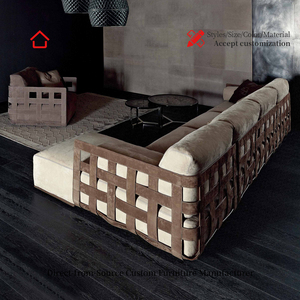 Set di Divani Componibili in Tessuto Personalizzabili, <span class=keywords><strong>Stile</strong></span> Minimalista di Lusso, Design Moderno e Creativo per Arredamento Soggiorno di Villa - Product Image 4