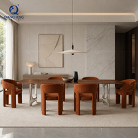 Table à manger moderne en bois massif italien avec base sculpturale en acier inoxydable, pour hôtel, villa, sur mesure, vente en gros, fournisseur d'usine