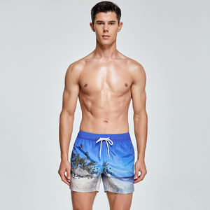Shorts de plage pour hommes <span class=keywords><strong>Seobean</strong></span> en gros, imprimé paysage marin estival, respirant, 100% polyester, taille basse, coupe ajustée, poche, séchage rapide - Product Image 5
