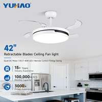 Ventilateur de plafond LED invisible silencieux BLDC 42 pouces avec éclairage, personnalisable OEM/ODM, pour chambre d'enfant, salon, maison intelligente