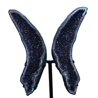 Pierre naturelle d'Uruguay : Grande grappe de cristaux de quartz, géode papillon en améthyste, avec ange sculpté, pour décoration Feng Shui, technique brute, à vendre