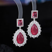 Boucles d'oreilles pendantes en forme de goutte de zircon avec aiguille en argent 925 Accessoires de robe de banquet Grandes boucles d'oreilles goutte d'eau Fashion Dangle