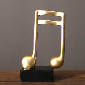 Ornements de base en résine créatifs en forme de note de musique dorée, cadeau d'anniversaire, décoration de bureau de luxe léger, artisanat pour la maison - Product Image 4