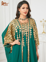Mode musulmane Eid Al-Adha, robe longue à deux pièces avec broderie brillante, abayas pour femmes, vêtements arabes, kaftan
