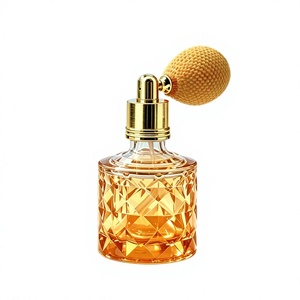 Luxury Gold <b>Spray</b> Glass <b>Perfume</b> <b>Bottle</b> With Textured Ball Pump Cylinder Shape Amber Color 10ML - Product Image 1