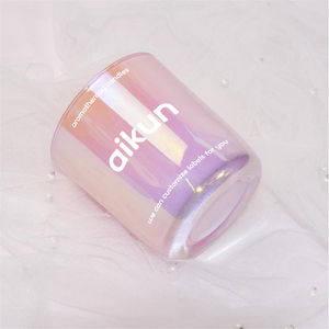 AIKUN Wholesale Custom Fragrance Aroma Private Label Soy Wax Candles Pink <b>Glass</b> Jar Wooden Lid Scented Candle for Gift Set - Product Image 4