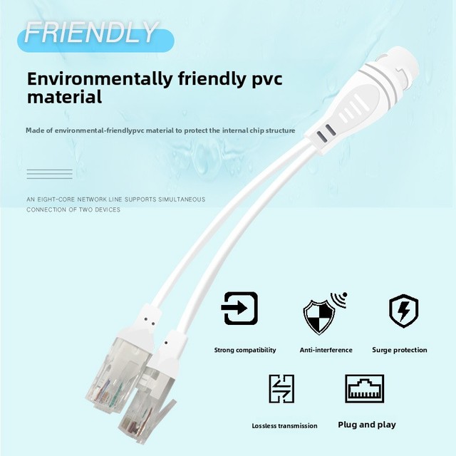 Surveillance POE Splitter Network Tap Co-cable Outdoor Waterproof Ethernet Cable Shared-line Connection Transmitter Power Supply