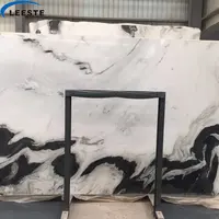 China cantera de corte de piedra de la pared y el piso negro con la vena de la naturaleza panda losa de mármol blanco