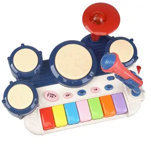 Mini bebê grande piano e tambor conjunto música e luz plástico piano eletrônico