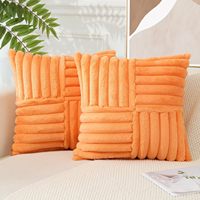 Housse de coussin de canapé en fourrure de lapin rayée, patchwork carré uni, transfrontalière, pour décoration de chevet