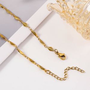 Collar Sencillo de Acero Inoxidable Chapado en Oro, Antideslustre, con Cadena de Eslabones Geométricos Irregulares Tipo Semilla de Melón, Gargantilla para Mujer - Product Image 1