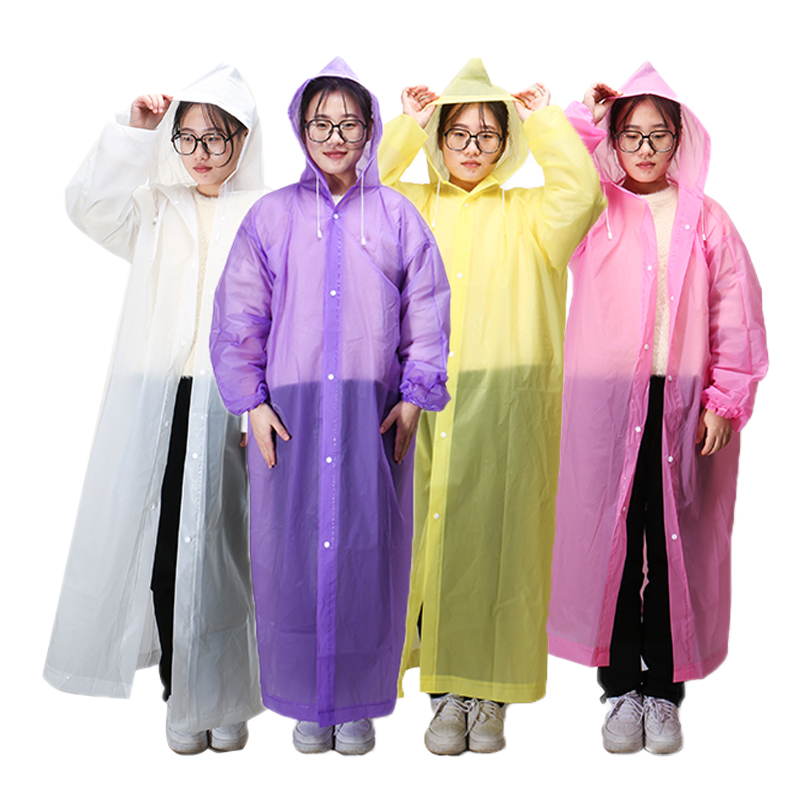 Raincoat for Adults Reusable Rain Ponchos with hoods and sleeves Lightweight Plastic EVA Rain coats