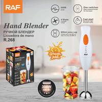 Mixeur Plongeant RAF R.268 300W, 4 Lames, Bol de 600ml, Interrupteur Unique, en Acier Inoxydable, pour Jus, Sauces et Préparations Culinaires