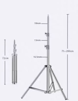 Support de Trépied Photo Professionnel en Acier Inoxydable Réglable 2M de Haute Qualité pour Studio Vidéo avec Flash et Boîte à Lumière