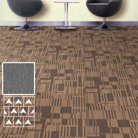 Dalles de moquette modulaires modernes 50x50cm pour salon, bureau, hôtel, avec support en PVC rayé, isolation thermique, moquette de sol