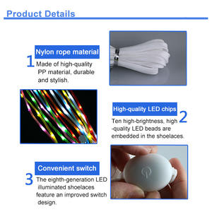 Lacets lumineux en nylon à LED, 1 paire, prix d'usine, en stock, 3 modes, 7 couleurs clignotantes pour les fêtes - Product Image 4
