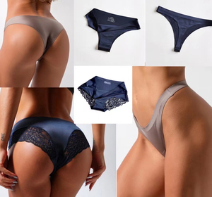 新入荷 高品質 シルク ホットボウ パンティー XL ミドルライズ レディース レース ランジェリー ピンク ブラック プリント 優良顧客向け - Product Image 5