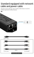 Standart Gigabit POE Splitter 5V 4A IEEE802.3af/at ABS Plastik Güç Kaynağı IP Kamera için Çoklu Arayüz Muhafazası